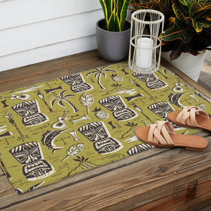 Tropical Tiki Green Outdoor Rug Gallery Image 2