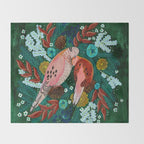 Festive Winter turtle Doves Throw Blanket Gallery Image 2