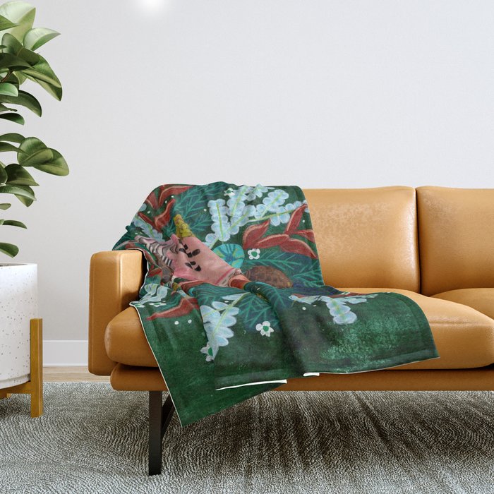 Festive Winter turtle Doves Throw Blanket Gallery Image 1