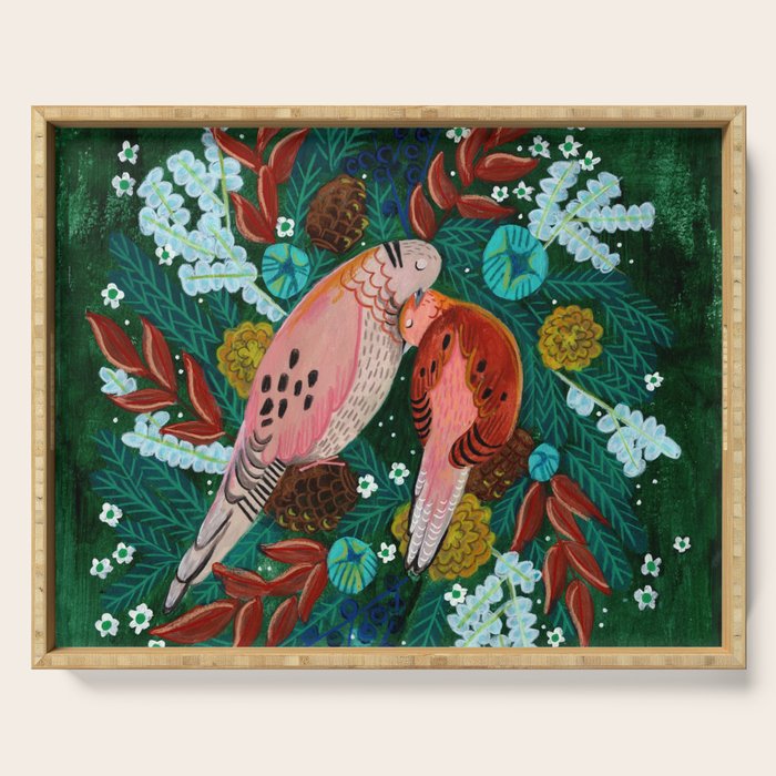 Festive Winter turtle Doves Serving Tray Gallery Image 1
