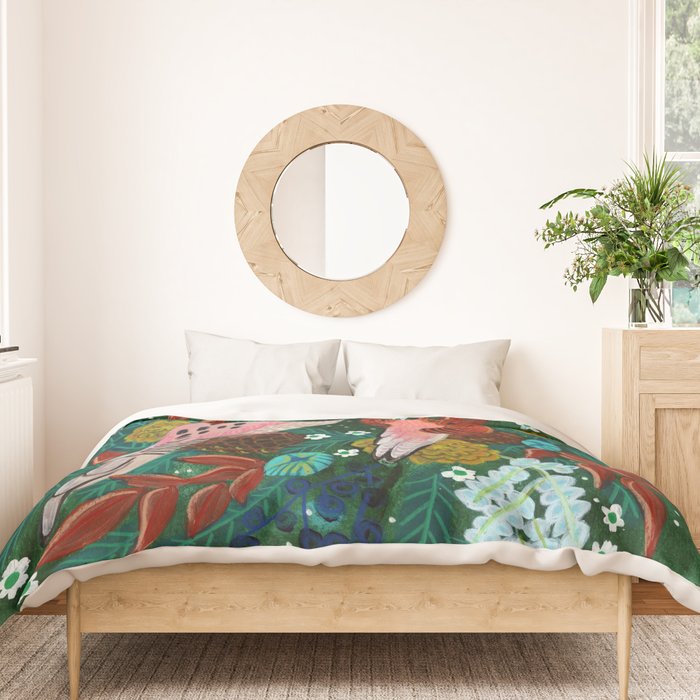 Festive Winter turtle Doves Duvet Cover Gallery Image 3
