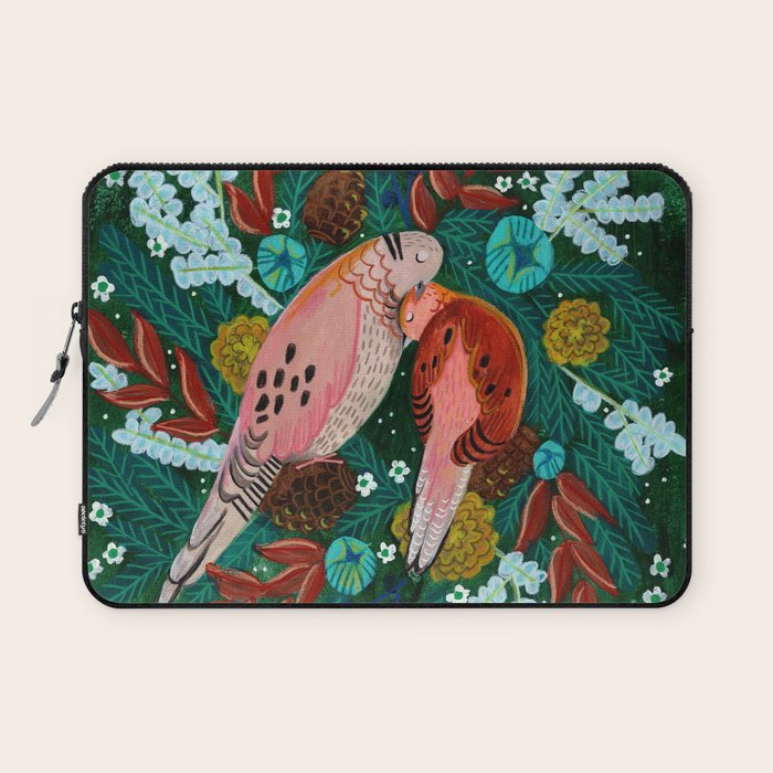 Festive Winter turtle Doves Laptop Sleeve Gallery Image 1