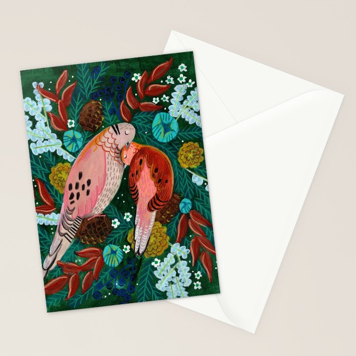Festive Winter turtle Doves Stationery Card Gallery Image 2