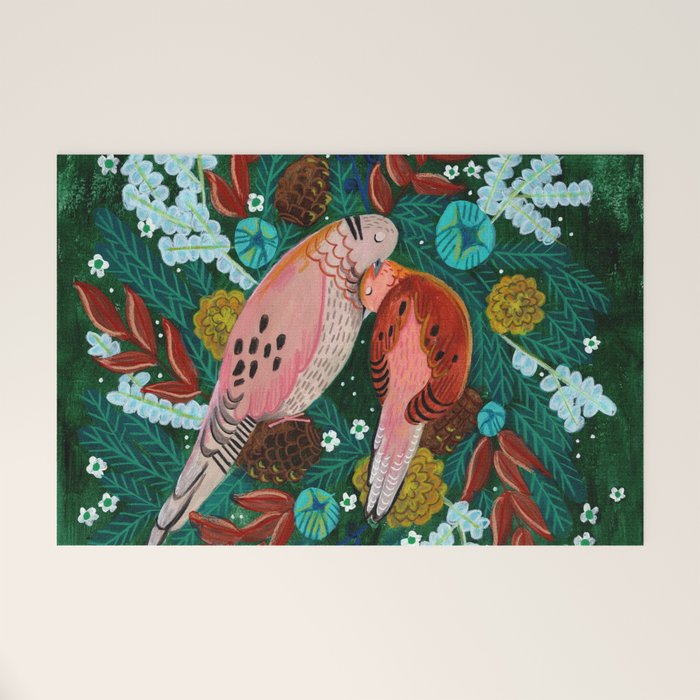 Festive Winter turtle Doves Welcome Mat Gallery Image 1