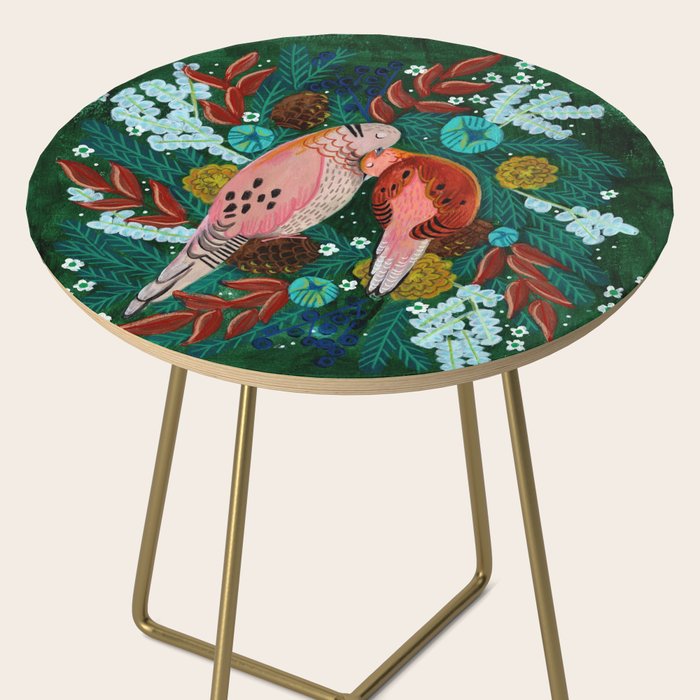 Festive Winter turtle Doves Side Table Gallery Image 2