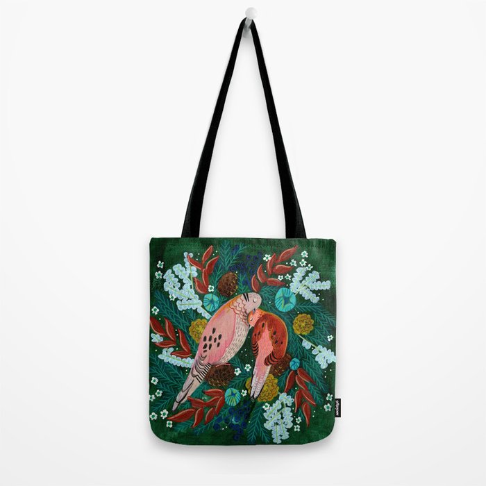 Festive Winter turtle Doves Tote Bag Gallery Image 2