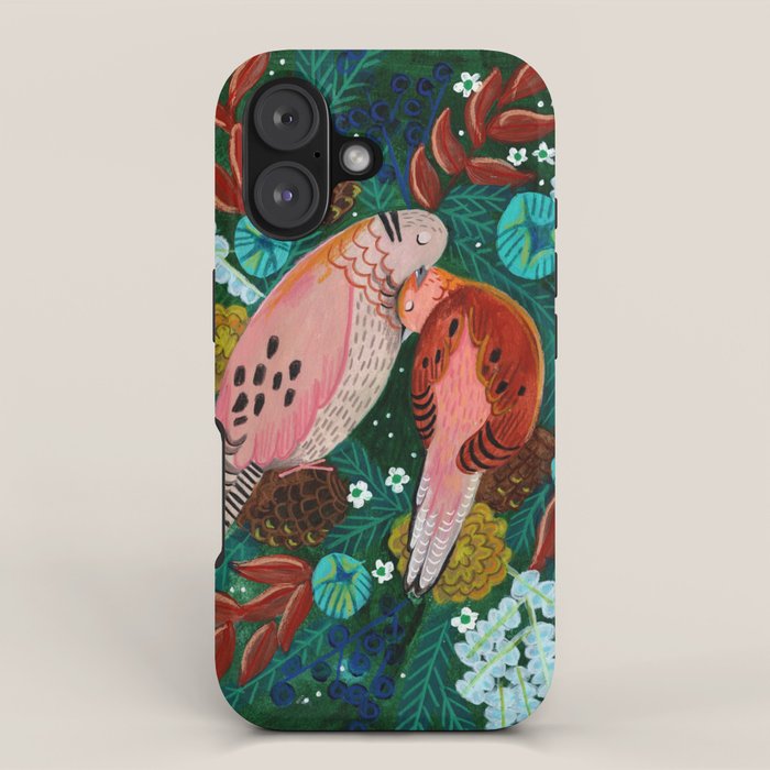 Festive Winter turtle Doves iPhone Case Gallery Image 1