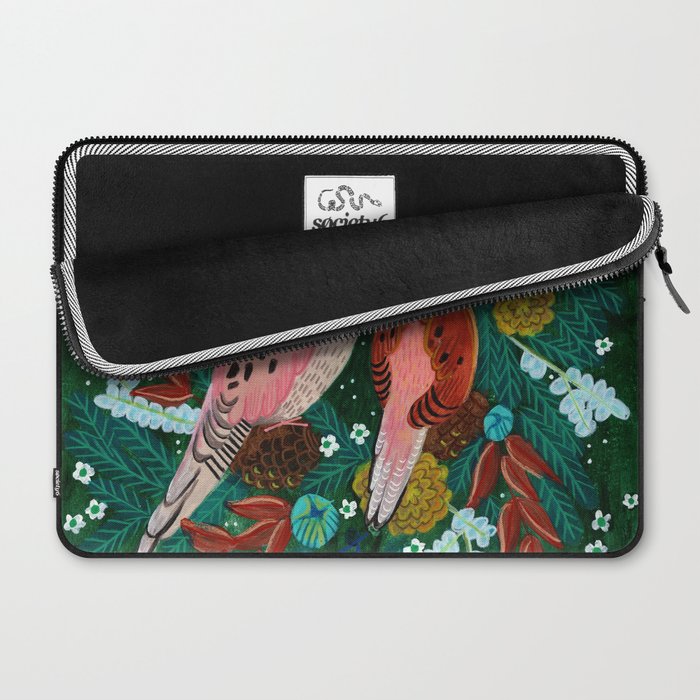 Festive Winter turtle Doves Laptop Sleeve Gallery Image 2