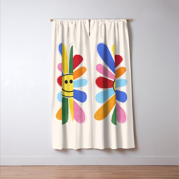 Smiley Hippie Daisy Window Curtain Gallery Image 3