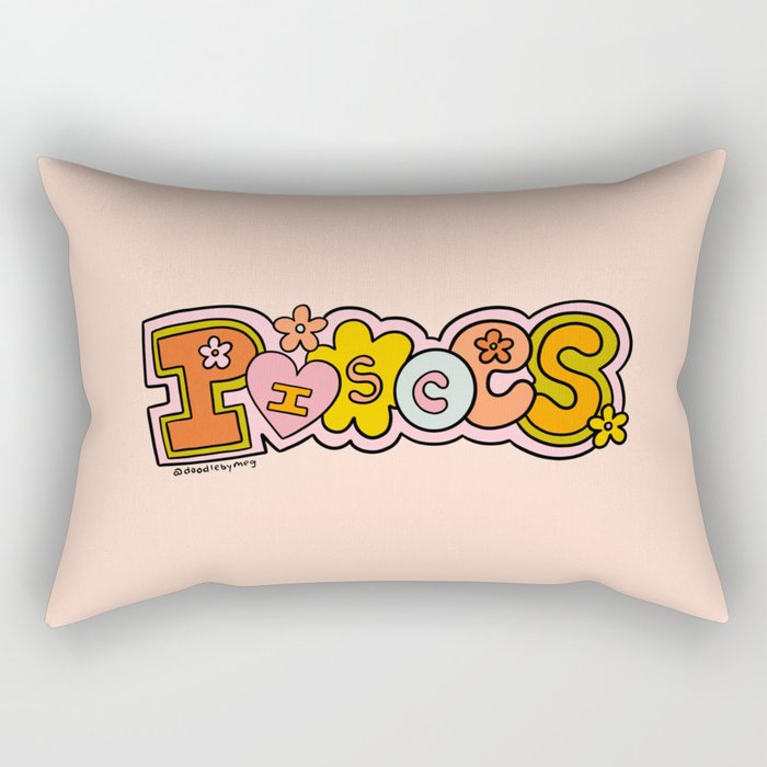 Pisces Doodle Letters Rectangular Pillow Gallery Image 2
