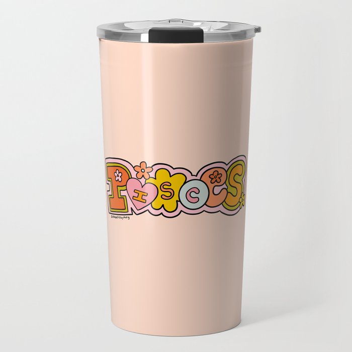 Pisces Doodle Letters Travel Mug Gallery Image 1