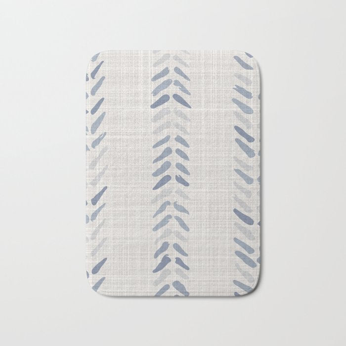 French blue ecru linen grain sack Bath Mat Gallery Image 1