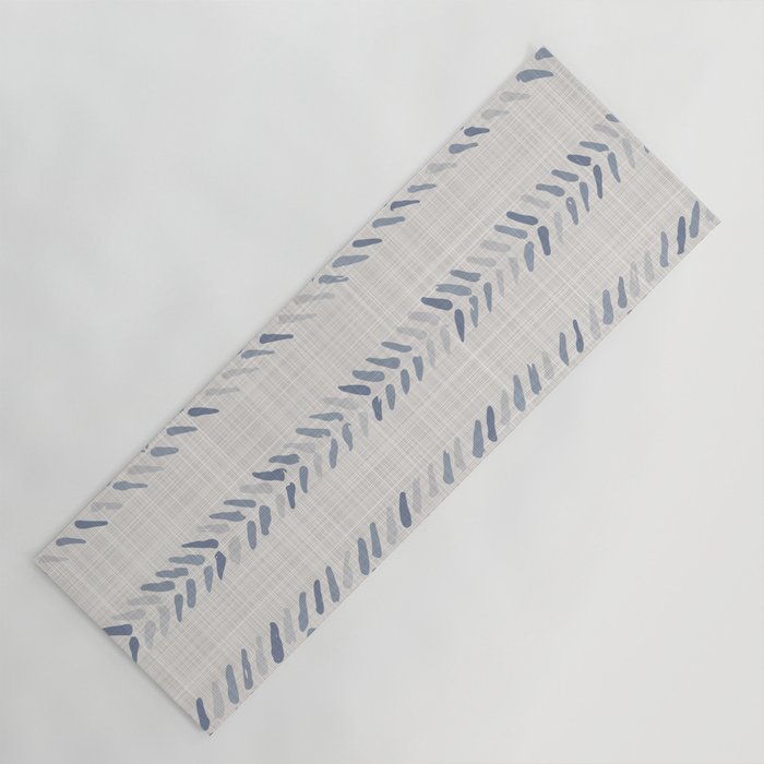 French blue ecru linen grain sack Yoga Mat Gallery Image 1