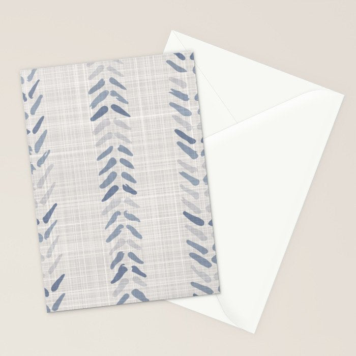 French blue ecru linen grain sack Stationery Card Gallery Image 2