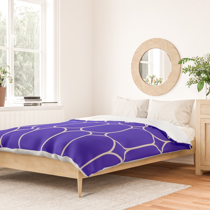 Mod Pods Pattern in Cobalt Blue and Beige Duvet Cover Gallery Image 2