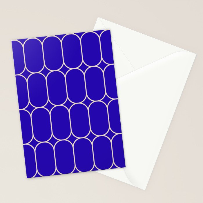 Mod Pods Pattern in Cobalt Blue and Beige Stationery Card Gallery Image 2