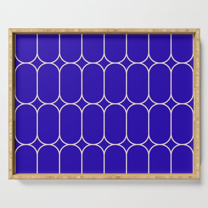 Mod Pods Pattern in Cobalt Blue and Beige Serving Tray Gallery Image 1