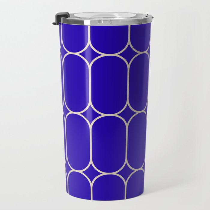 Mod Pods Pattern in Cobalt Blue and Beige Travel Mug Gallery Image 3