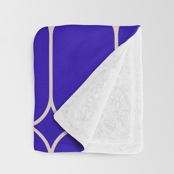 Mod Pods Pattern in Cobalt Blue and Beige Throw Blanket Gallery Image 3