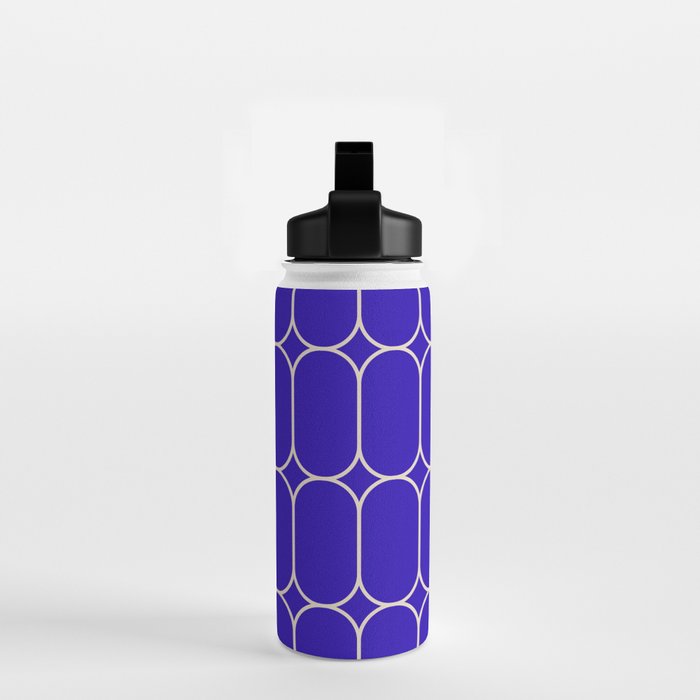 Mod Pods Pattern in Cobalt Blue and Beige Water Bottle Gallery Image 2