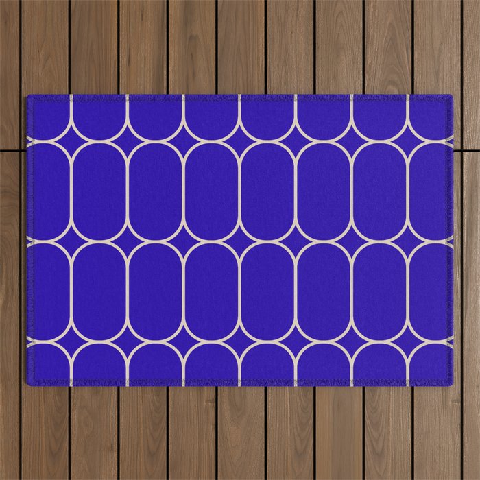 Mod Pods Pattern in Cobalt Blue and Beige Outdoor Rug Gallery Image 1