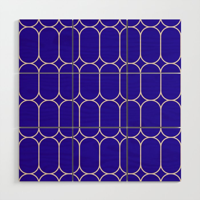 Mod Pods Pattern in Cobalt Blue and Beige Wood Wall Art Gallery Image 1