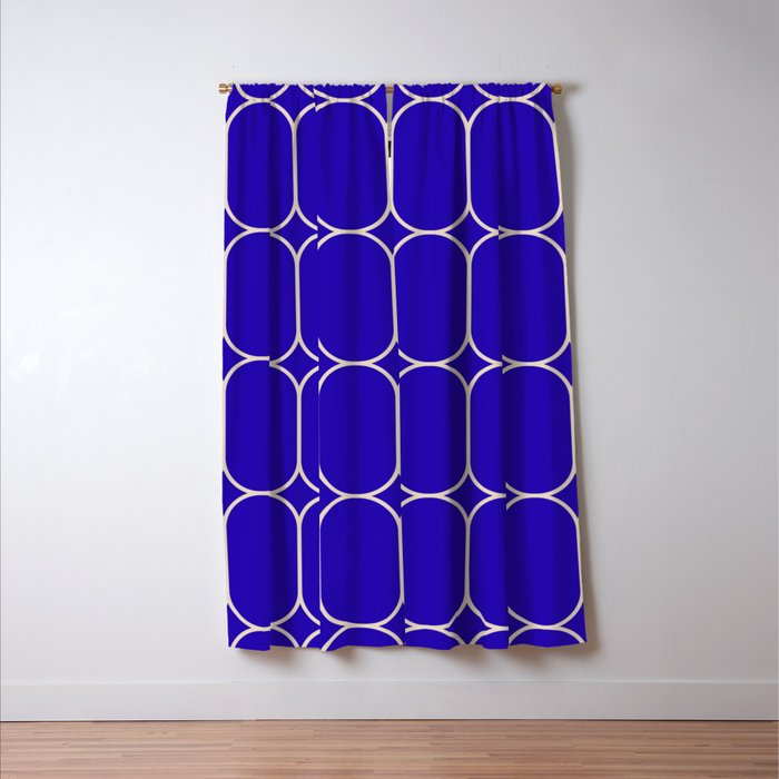 Mod Pods Pattern in Cobalt Blue and Beige Window Curtain Gallery Image 3
