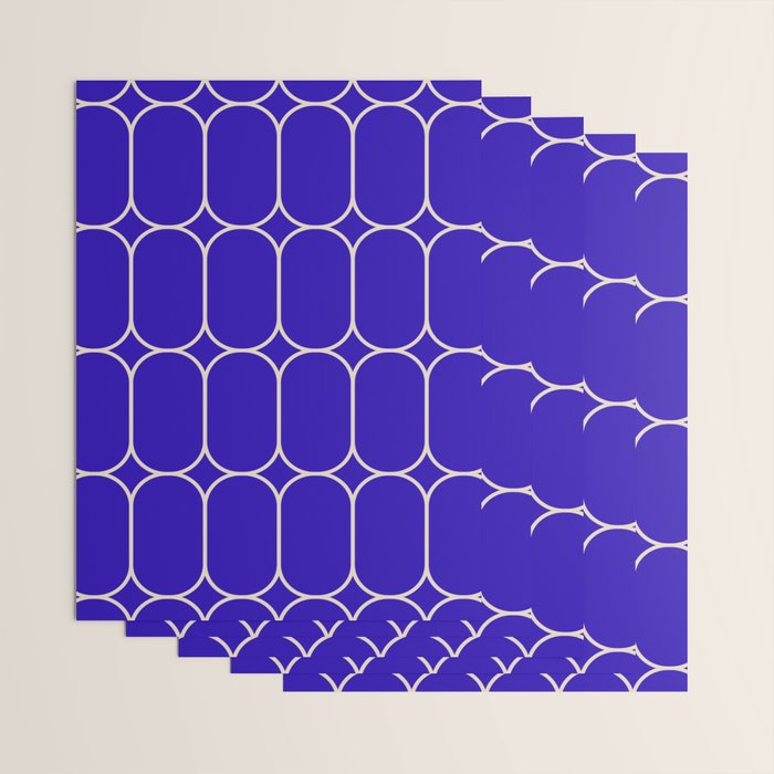 Mod Pods Pattern in Cobalt Blue and Beige Wrapping Paper Gallery Image 3