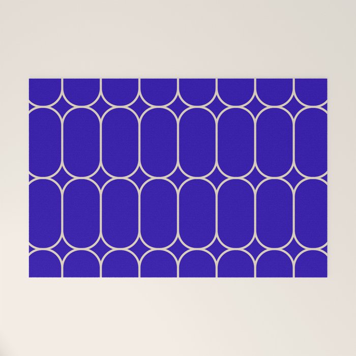 Mod Pods Pattern in Cobalt Blue and Beige Welcome Mat Gallery Image 1