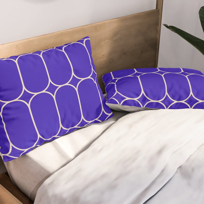 Mod Pods Pattern in Cobalt Blue and Beige Pillow Sham Gallery Image 2