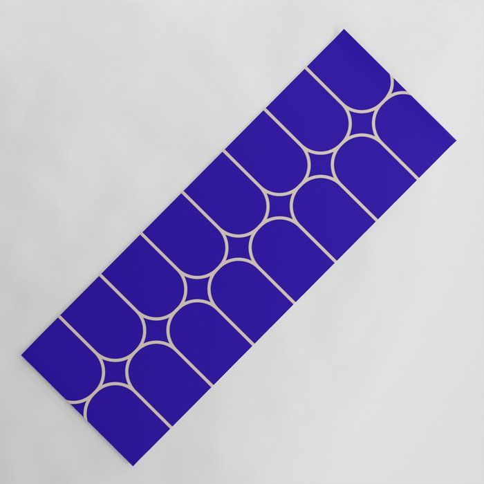 Mod Pods Pattern in Cobalt Blue and Beige Yoga Mat Gallery Image 1