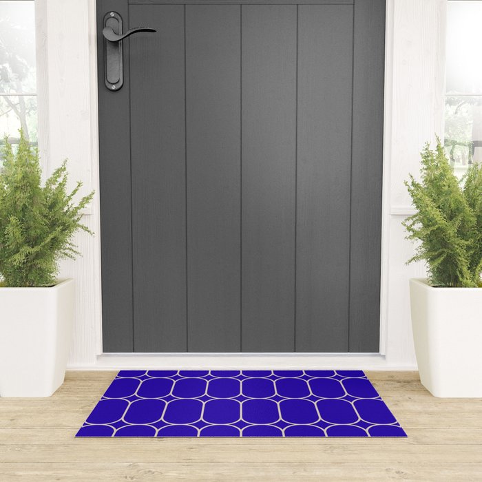 Mod Pods Pattern in Cobalt Blue and Beige Welcome Mat Gallery Image 3