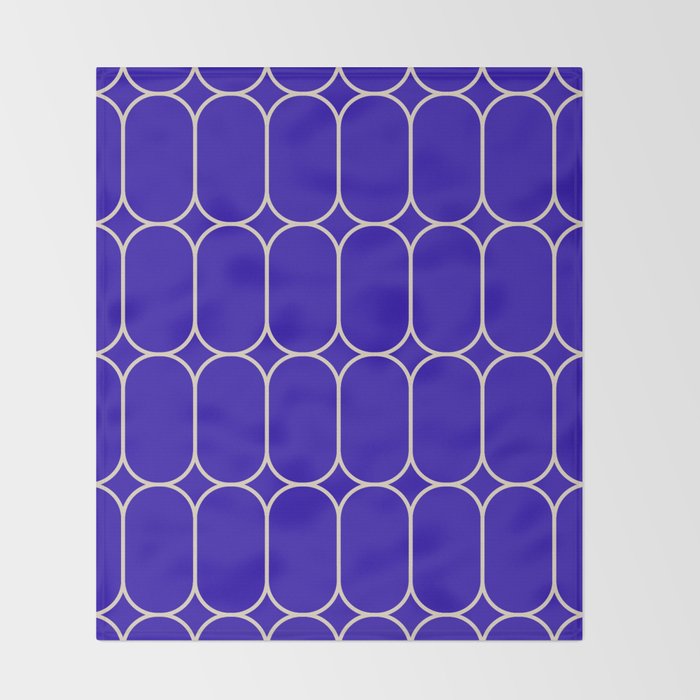 Mod Pods Pattern in Cobalt Blue and Beige Throw Blanket Gallery Image 2