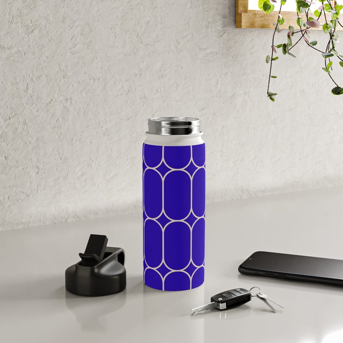 Mod Pods Pattern in Cobalt Blue and Beige Water Bottle Gallery Image 4