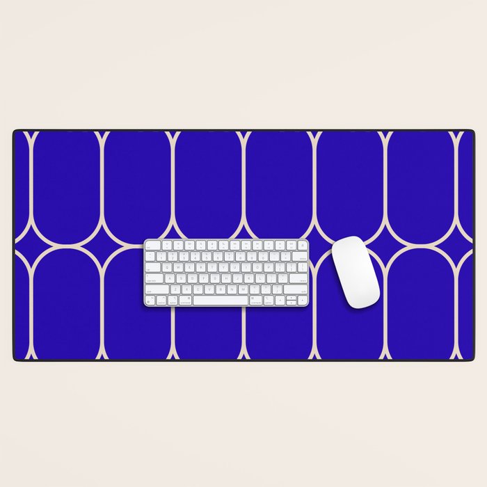 Mod Pods Pattern in Cobalt Blue and Beige Desk Mat Gallery Image 1