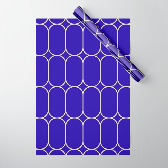 Mod Pods Pattern in Cobalt Blue and Beige Wrapping Paper Gallery Image 1