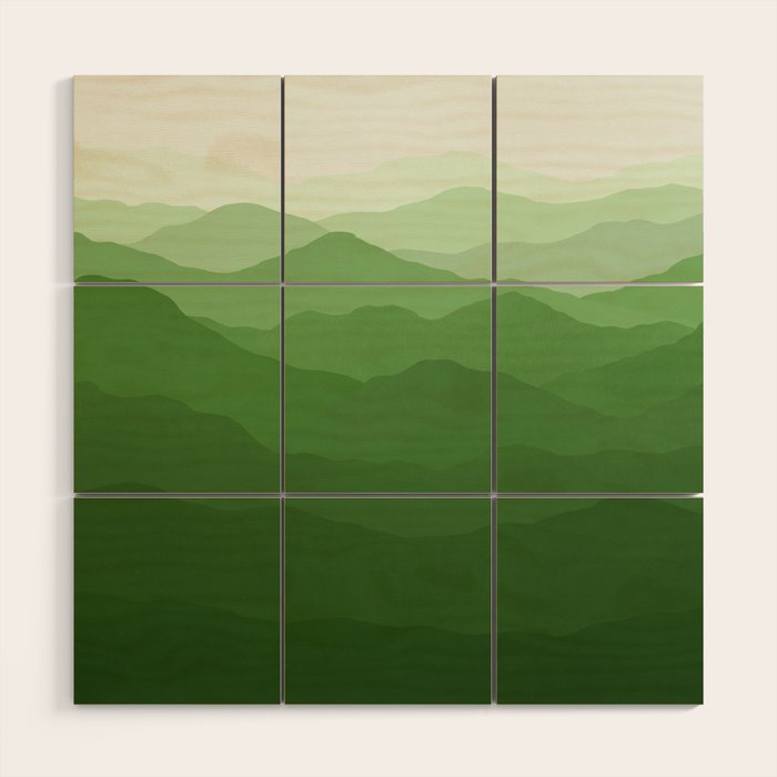 Magical Mountains in Green Wood Wall Art Gallery Image 1