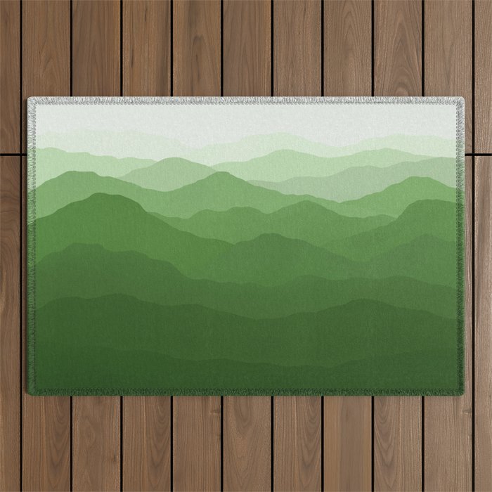 Magical Mountains in Green Outdoor Rug Gallery Image 1