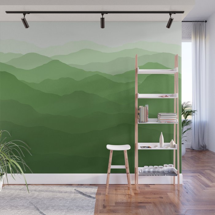 Magical Mountains in Green Wall Mural Gallery Image 1