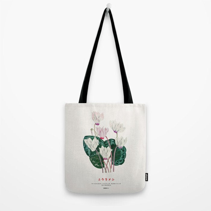 Cyclamen Flowers in Japandi style Tote Bag Gallery Image 2