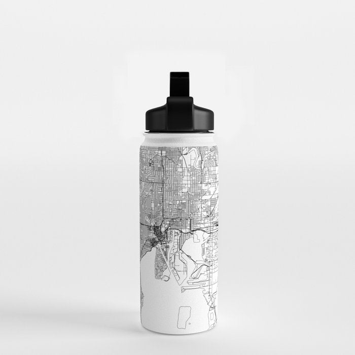 Tampa White Map Water Bottle Gallery Image 2