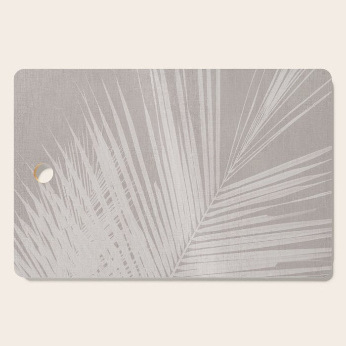 Minimalist palm leaf -neutral beige linen Cutting Board Gallery Image 1