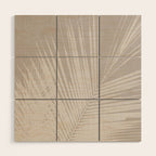 Minimalist palm leaf -neutral beige linen Wood Wall Art Gallery Image 1