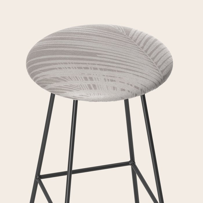 Minimalist palm leaf -neutral beige linen Stool Gallery Image 2