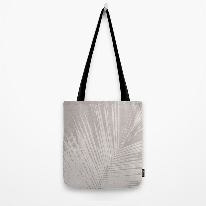 Minimalist palm leaf -neutral beige linen Tote Bag Gallery Image 2