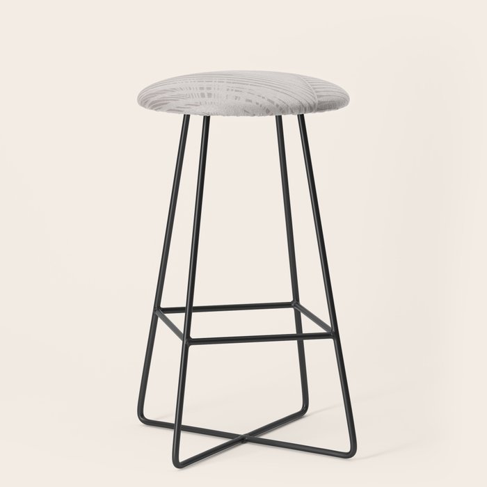Minimalist palm leaf -neutral beige linen Stool Gallery Image 1