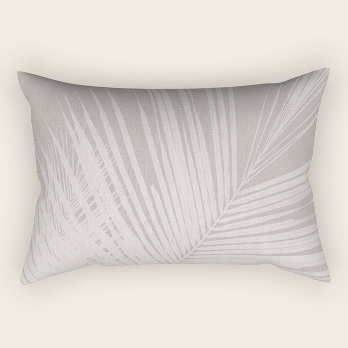 Minimalist palm leaf -neutral beige linen Rectangular Pillow Gallery Image 2
