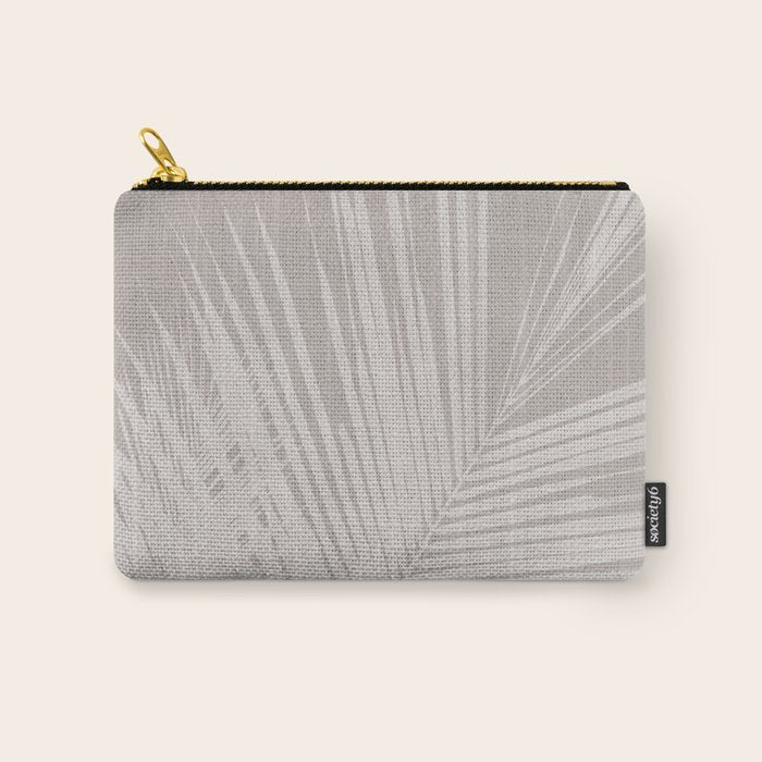 Minimalist palm leaf -neutral beige linen Carry All Pouch Gallery Image 1