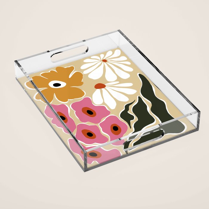 70's Retro garden   Acrylic Tray Gallery Image 1