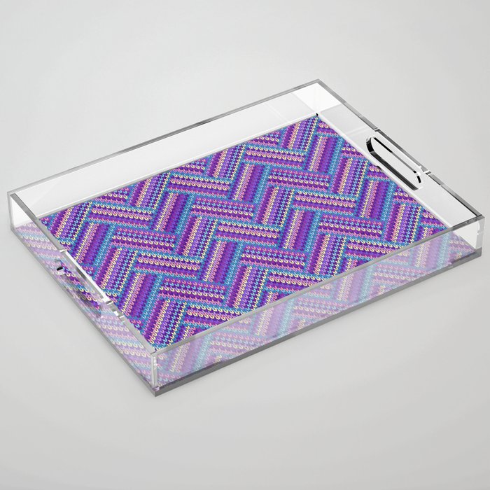 Knitted Textured Pattern Purple Acrylic Tray Gallery Image 1